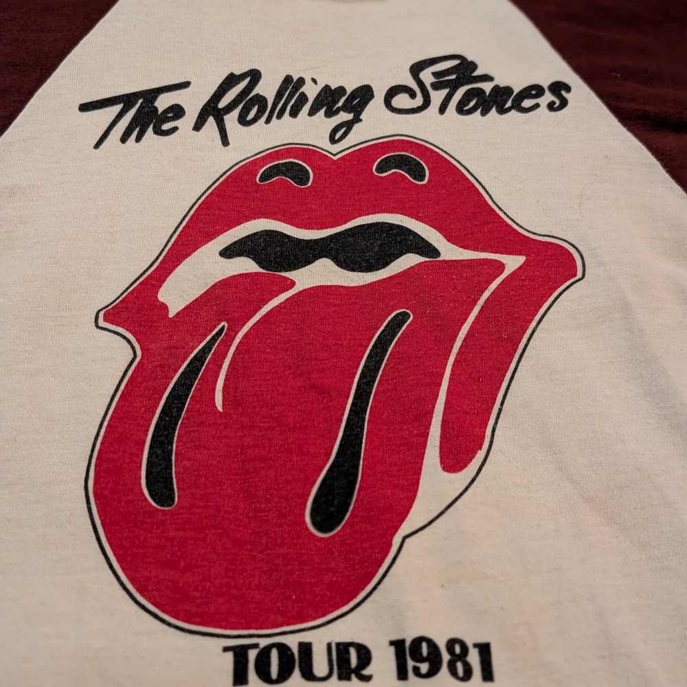 Vintage 1981 The Rolling Stones Tour Raglan Tee Russell Athletic Youth L - Picture 4 of 7